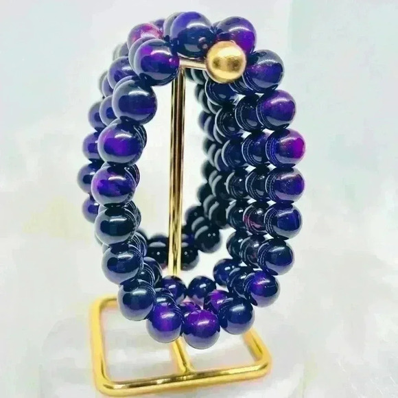 Purple Violet Tiger Eye Stone Bracelet - Picture 5 of 6